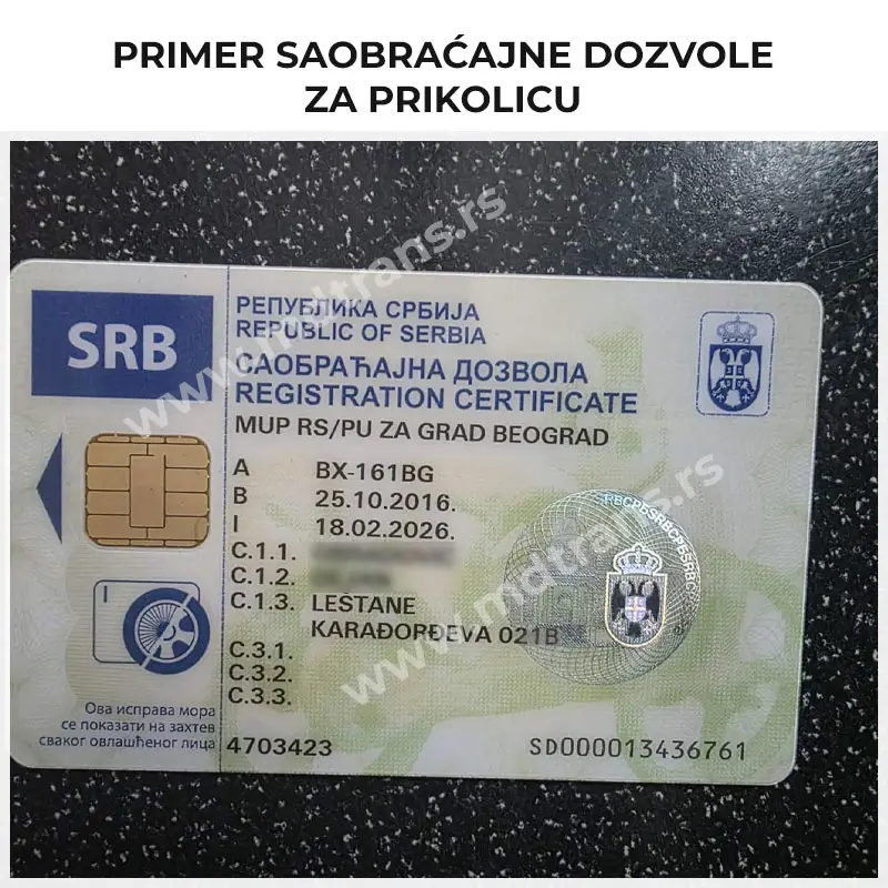 Primer saobraćajne dozvole za prikolicu Primer saobraćajne dozvole za prikolicu