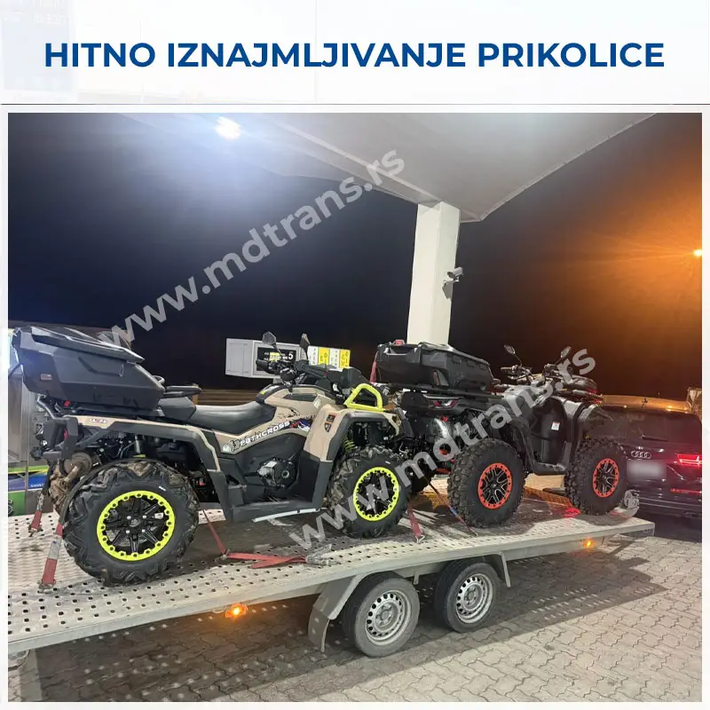 Hitno iznajmljivanje prikolice za prevoz kvadova