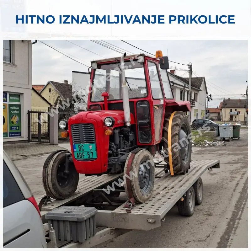 Hitno iznajmljivanje prikolice za prevoz traktora