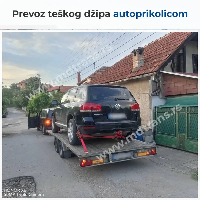Prevoz teškog džipa autoprikolicom