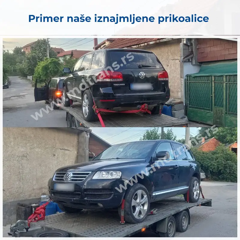 Primer najma naše prikolice za prevoz VW Touareg SUV-a
